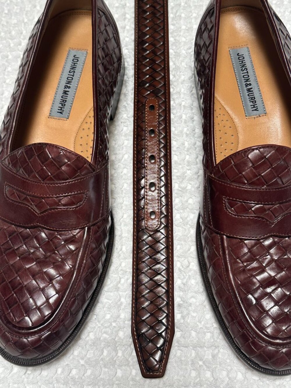 Johnston & Murphy Woven Leather Matching Shoes & Belt
